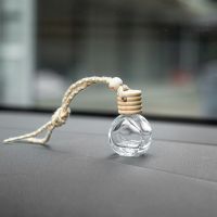 Car Essential Oil Diffuser Car Air Freshener Perfume Bottle Perfume Aromatherapy Pendant With Wooden Caps Auto Hangings Decor