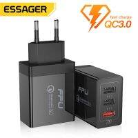 Essager 30W อะแดปเตอร์ติดผนังชาร์จเร็ว QC QC3.0เครื่องชาร์จ USB ที่รวดเร็วโทรศัพท์มือถือปลั๊กหลายรูสำหรับ iPhone 14 Xiaomi Samsung