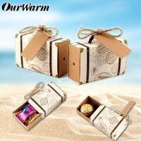 Ourwarm 50pcs Paper Candy Gift Box Chocolate Bags for Guest Travel Theme Party Favors Wedding Souvenir Summer Party Decoration