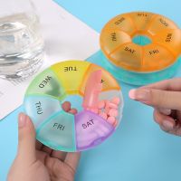 【CW】▲❂  1Pcs Round Pill Plastic 7 Days Weekly Tablet Storage Holder Organizer