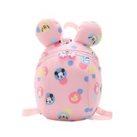 Disney Original Cartoons Childrens Backpack Mickey Mouse Minnie Kindergarten Baby Cute Anti-lost School Bag New Kids Girls Bag 【AUG】