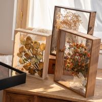 ▬卐 Flower Display Frame Transparent Bouquet Dry Flower Wood Frame Display Box Wall Mount Flower Specimen Storage Frame Home Decor