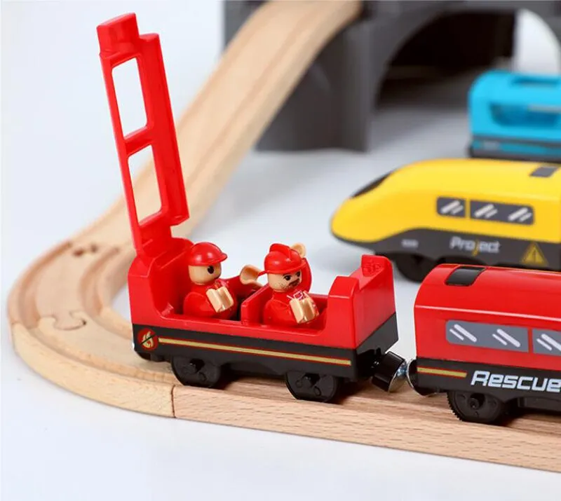 Crianças trem elétrico brinquedos conjunto, Diecast Slot Toy, Apto para  trilha de trem de madeira padrão, Ferroviária