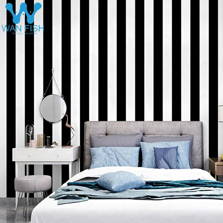 WANFISH black and white stripes wallpaper design 10mx45cm high quality self-adhesive wallpaper for room wall decor sticker | Lazada PH WANFISH black and white stripes wallpaper design 10mx45cm high quality self-adhesive wallpaper for room wall decor sticker | Lazada PH