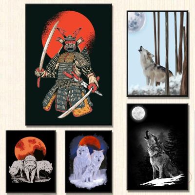 Wolf Howling At Moon Canvas Art: ของตกแต่งบ้านสมัยใหม่ของขวัญและโปสเตอร์