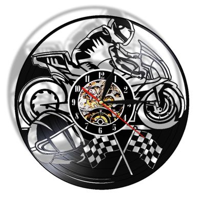 ใหม่ (สไตล์) รถจักรยานยนต์กีฬาผาดโผนภูเขา Motorbike3D นาฬิกาแขวนผนังนาฬิกาของตกแต่งมอเตอร์ไซด์ทำจากแผ่นเสียงเครื่องตกแต่งฝาผนังนาฬิกา