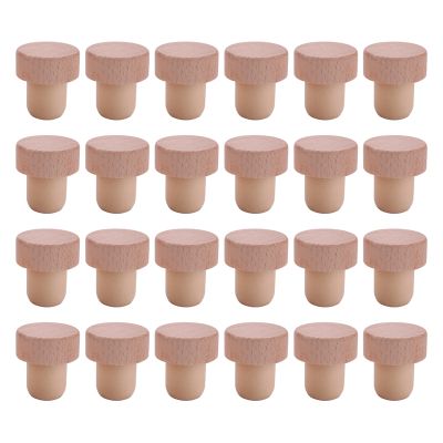 24Pc Wine Bottle Corks T Shaped Cork Plugs for Wine Cork Wine Stopper Reusable Wine Corks Wooden and Rubber Wine Stopper