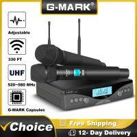 G-MARK ไร้สาย G320AM มืออาชีพ UHF 2ช่องไมโครโฟนคาราโอเกะ Hheld ความถี่อัตโนมัติปรับได้100เมตร