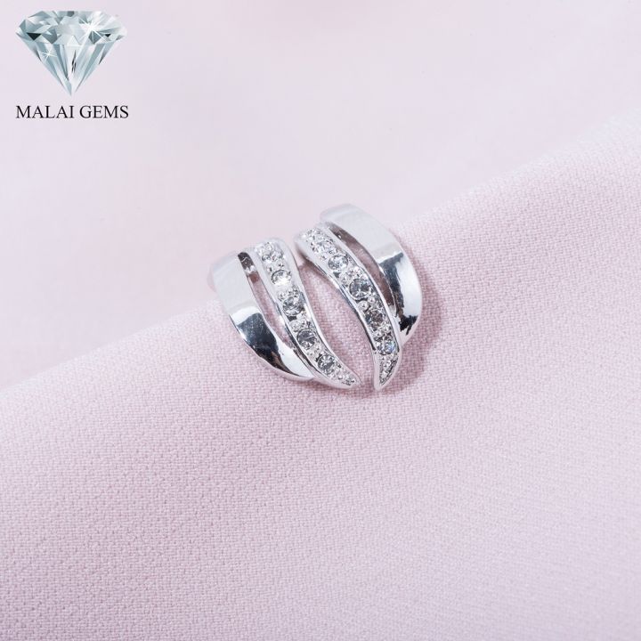 malai-gems-ต่างหูเพชร-เงินแท้-silver-925-เพชรสวิส-cz-เคลือบทองคำขาว-รุ่น11009340-แถมกล่อง-ต่างหูcz-ต่างหูเงินแท้