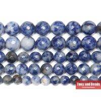 Natural Stone Faceted Sodalite Round Loose Beads 15" Strand 4 6 8 10 12MM Pick Size For Jewelry Making Wires  Leads Adapters