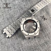 Stainless Steel Brushed 42Mm Octagon Watch Case Bracelet Glass Back Chapter Ring Sapphire Glass Fit NH35 NH36 Automatic Movement