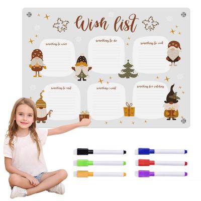 Letter Board Acrylic Notice Board Magnetic Clear Calendar Board With 6 Colored Markers Gnome Pattern Rewritable Dry Erase Board Reusable Notice Board For Desk Home School regular