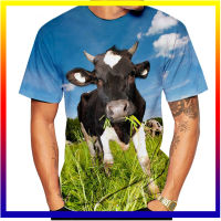 สัตว์ชุดสนุก Cow 3d พิมพ์ฤดูร้อนชาย O คอเสื้อยืดลำลองแขนสั้นบวกขนาดเสื้อยืดแฟชั่นด้านบนเสื้อผ้าผู้ชาย XS-5XL