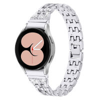 Miimall Bands เข้ากันได้กับ Samsung Galaxy Watch 4 40Mm 44Mm 42Mm 46Mm/Galaxy Watch 4 Classic Band ,Stainless Steel Metal Diamond Wrist Band Bling Strap For Women Silver