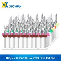 คาร์ไบด์ PCB เจาะ ชุดบิต 100pcs 0.25-0.9mm 1/8 Shank Mini Hole เจาะ เครื่องตัดแผงวงจร PCB เจาะ เครื่องมือ