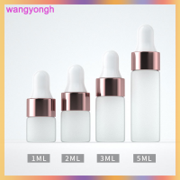 wangyongh 5pcs 1/2/3/5ml Frosted Glass Dropper ขวดขวดน้ำมันหอมระเหยเปล่า