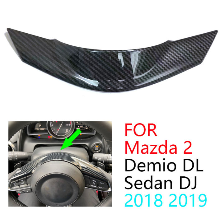 carbon-fiber-steering-wheel-frame-cover-trim-for-2-demio-dl-sedan-dj-hatchback-2018-2019