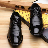 Mens Shoes รองเท้าหนังผู้ชาย รองเท้าหนังเงา ทันสมัย ​​เท่ห์ สง่างาม 100% Mens Lace-Up Leather Shoes