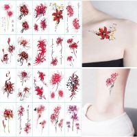 20pcs Temporary Tattoos Red Flowers Stickers and Decals Womens Tattoos and Body Art Waterproof Fake Tattoo Temporaire Tatouage