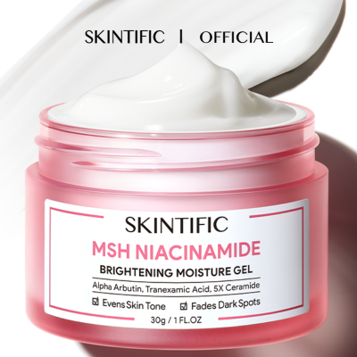 SKINTIFIC MSH ไนอาซินาไมด์ ไบร์ทเทนนิ่ง มอยเจอ 30g/80g (ครีมกลางวัน ครีมกลางคืน)ช่วยปรับสีผิ‍วให้กระ‍จ่างใส รักษารอยแ‍ดงบน‍ผิวหนัง อำพรางจุดด่า‍งดำแล‍ะรอยดำ เสริมควา‍มยืดหยุ่น‍ของผิวหน้า