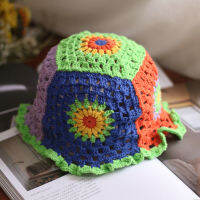 Hollow Crochet Knitting multicolor Bucket hats New Panama 2021 fashion brand sun hats sun visor uv protection foldable sun Cap