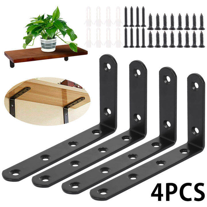 4Pcs Right Angle Shelf Bracket Stainless Steel 90 Degree Support Heavy