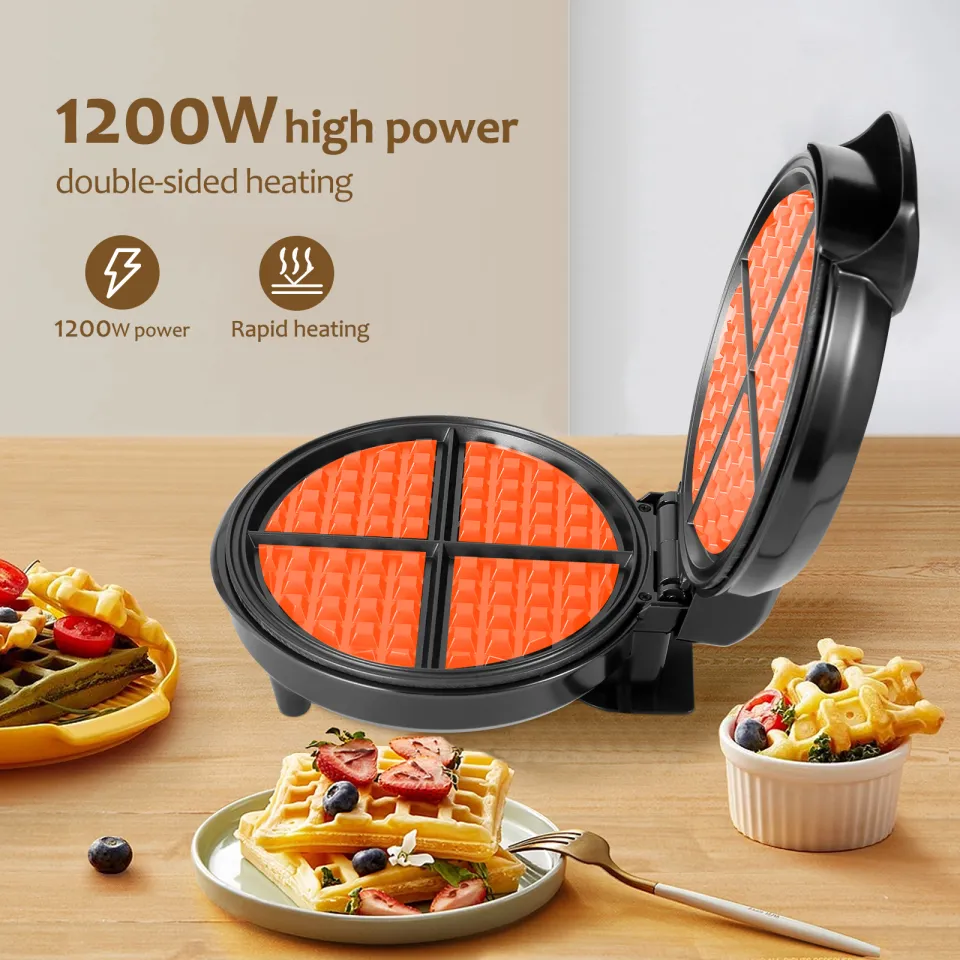 Non-Stick Mini Electric Waffle Maker Machine Double-Sided Heating