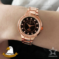 AMERICA EAGLE Watch นาฬิกาข้อมือผู้หญิง กันน้ำ สายสแตนเลส รุ่น AE 104L - Pinkgold/Black