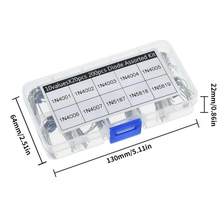 ไดโอดชุดสารพันตัวเรียงกระแส1n4001-1n4002-10ค่าชุดไดโอดจัดชุดพร้อมกล่อง1n4004-1n4006-1n4005-5v-200ชิ้น