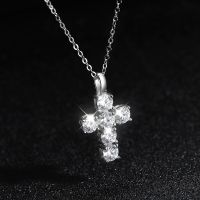 KNOBSPIN 3ct D VVS1 Moissanite Cross Pendant Necklaces for Women Man Sparking Diamond with GRA 100% 925 Sterling Silver Necklace