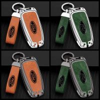 โลหะผสมสังกะสีหนังรถยนต์ปกที่สำคัญเชลล์กรณีพวงกุญแจสมาร์ท Keyless ระยะไกล Fob H Older ป้องกันสำหรับฟอร์ดเอเวอร์เรสเรนเจอร์ Wildtrak โฟกัสเฟียสต้า E Cosport Explorer Kuga ขอบเดินทางมัสแตง