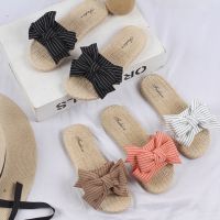 Heli s new summer sol striped bowk sls for door and outdoor flat womens word sls and slippers