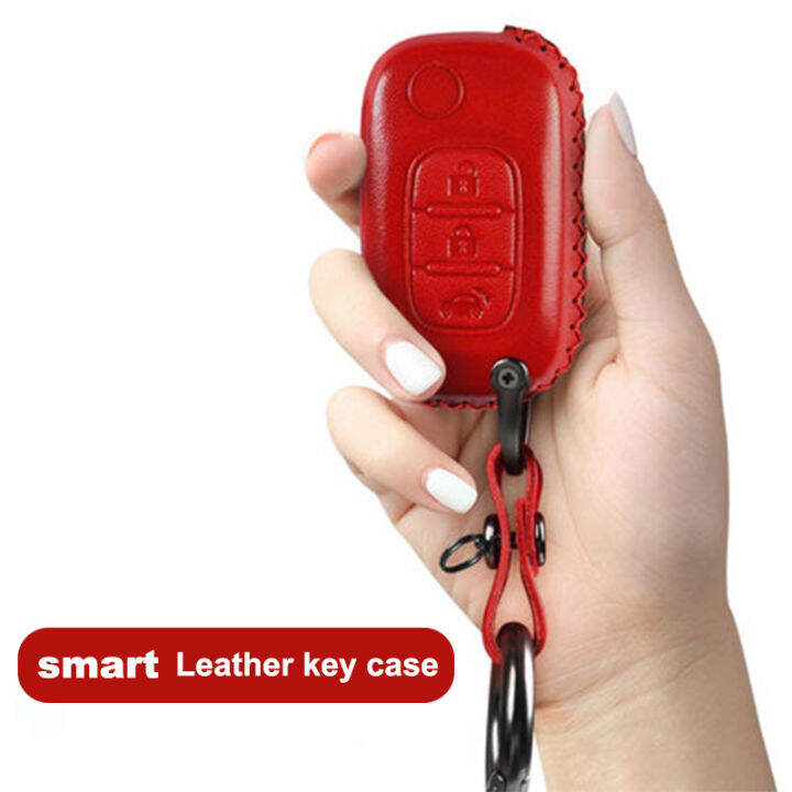 for-smart-fortwo-forfour-453-genuine-leather-car-key-bag-case-cover-remote-key-decoration-car-styling-accessories