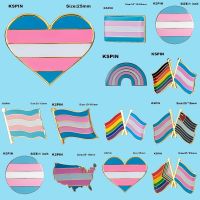 Transgender Pride Rainbow &amp; Transgender Transgender pride Flag Shape Progress &amp;Transgender Metal Badge Lapel Pin Pins Brooch Fashion Brooches Pins