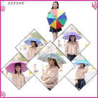 XUESHE กลางแจ้ง พับเก็บได้ ตั้งแคมป์ หมวกร่ม สวมศีรษะ ม่านบังแดดฝนเกียร์ หมวกชายหาด