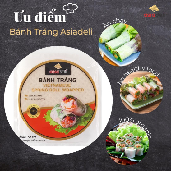 Bánh tráng cuốn 22cm asiadeli gói 300g hàng xuất khẩu - ảnh sản phẩm 5