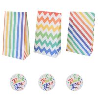 12/24pcs Rainbow Striped Food Gift Bag Disposable Greaseproof Paper Favor Candy Boxes Packaging Bag Birthday Wedding Party Decor Pipe Fittings Accesso