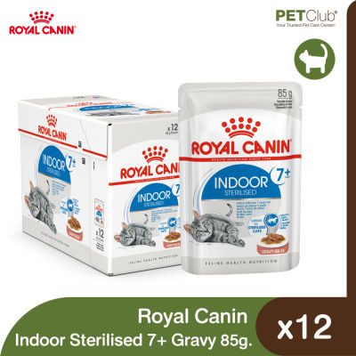 [PETClub] Royal Canin Indoor Sterilized 7+ Gravy - อาหารแมวสูงวัยเลี้ยงในบ้าน ทำหมัน ในน้ำเกรวี่ (85g.x12ซอง)