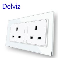 (SQIU)146mmx8เบ้าติดผนังมาตรฐาน Delviz ขนาด6มม.,เต้าเสียบกระจกเทมเปอร์ PanelAC 110V-250V 13A อังกฤษ