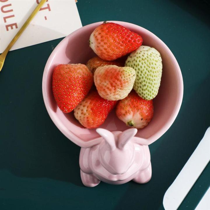 1pc-easter-bunny-shaped-bowl-salad-snack-bowl-restaurant-kitchen-bowl-pink