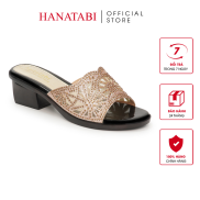 Hanatabi women s 5cm high heel flip flops mesh leather sandals has 5cm