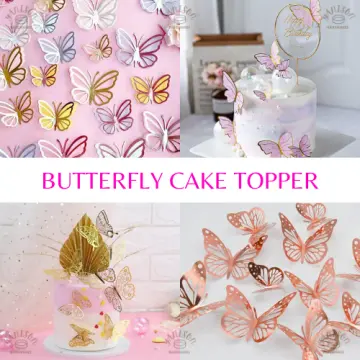 21 Pieces Butterfly Cake Toppers With Happy Birthday Cake Toppers 3D Pink  Gold Butterfly Birthday Cake Decorations for Girls Women's Birthday Party