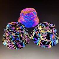 （Explosion umbrella）  Holographic Reflective Unisex Bucket Hat Outdoor Summer Reflecting Cap Head Cover - Rave Festival Party Concert