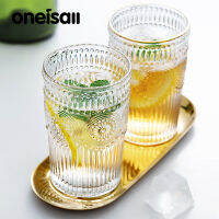 ONEISALL 280Ml/370มิลลิลิตรถ้วยแก้วทาสีพนมเปญแก้วกาแฟลายนูน