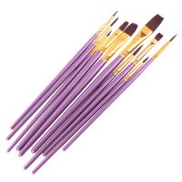 [Kiki tool store] 10pcs/set Paint Brush Set Blue Purple Artist Nylon Hair Watercolor Acrylic Oil Painting Professional Art Supplies