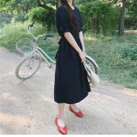 ZZOOI Summer Girls Dress Women Cotton Linen Casual short Sleeve Dresses Female Dress Vintage Solid Red dress Boho Robe Femme Vestido