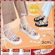 HOTGIày Sandal XI Quai Hậu Nữ Đế Bằng Cao 3cm Quai Mảnh Chéo Mũi Vuông hot