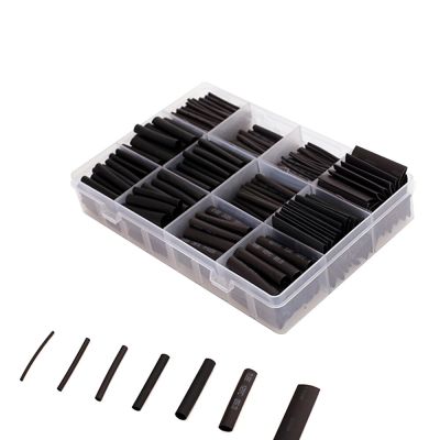 625pcs black Thermoresistant Tube Heat Shrink Wrapping Kit Assorted Wire Cable Sulation Sleeving 2:1 Heat Shrink Tubing Chrome Trim Accessories