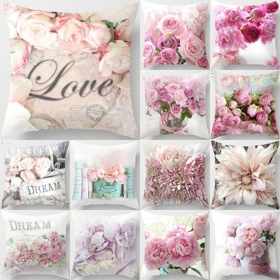 【YF】 45x45cm Rose Flowers polyester Cushion Cover Nordic Style Wedding Decoration Throw Pillow For Home Sofa Bed Car Pillowcase 40827