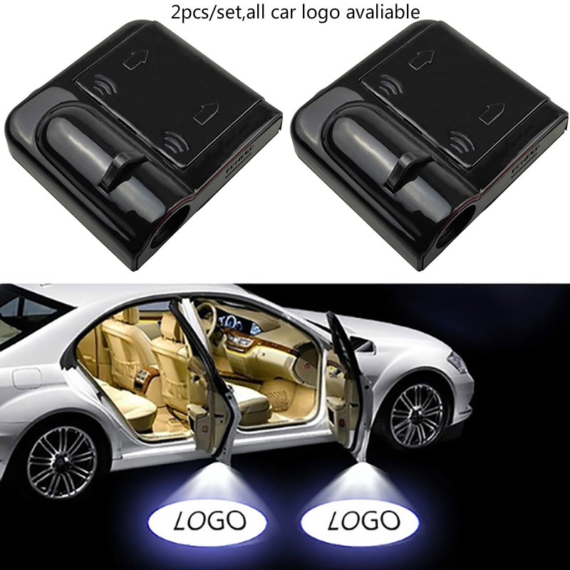 2Pcs Car Door Logo Projector Lights 3D Car Step LED Welcome Shadow Ghost Light For All Car Models 